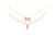 Pink Ribbon Double Layer Gold Necklace Set