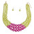 AKA Pearl Necklace Lime Pink 3 Layer Set