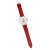 DST Red Leather Silver Sun Cut Dial Watch