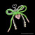 AKA White Pearl and Green Cord Bows Heart Bag Clip