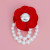 DST Sorority Red Flower Draped Pearls Brooch Pin(BCAM)