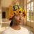 SGRHO Gold Crochet Ruffle Bucket Hat 