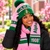 AKA  Pink  Knitted scarf  & Beanie  +  FREE  Knitted Gloves Set 