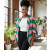 AKA Pink and Green Stripe Fringe Cocoon Cardigan