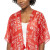 DST Red and White Graphic Print Viscose Kimono