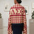 DST Crimson and Deep Cream Houndstooth Shawl Scarf