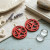 DST Round Red Wood Greek Letter Fish Hook Earrings