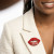 DST Greek Lips Brooch with Red Rhinestones