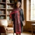 DST Long Black and Red Graphic Rectangle Scarf