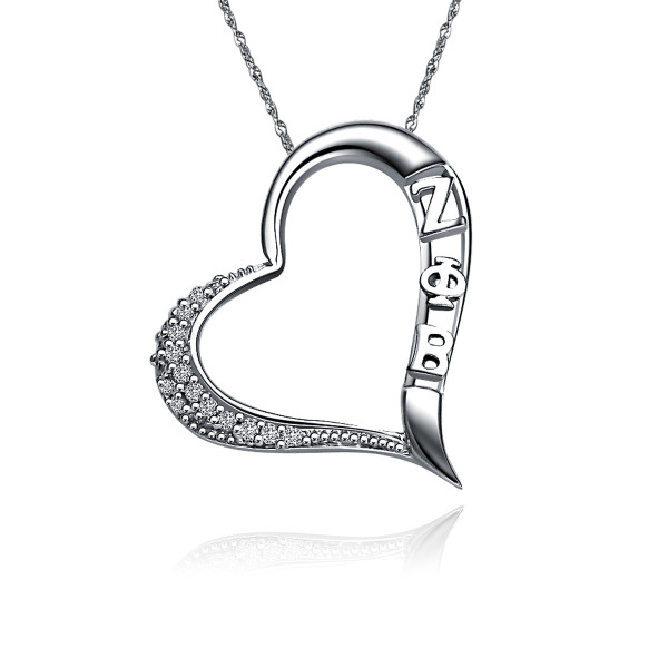 ZETA PHI BETA SILVER EMBEDDED HEART PENDANT ZETA PHI BETA SILVER EMBEDDED HEART PENDANT