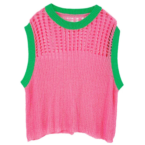 AKA Vest Top Pink and Green Crochet AKA Vest Top Pink and Green Crochet