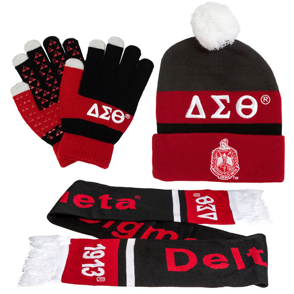 Black  DST Knitted scarf,  Beanie & Gloves  Bundle 