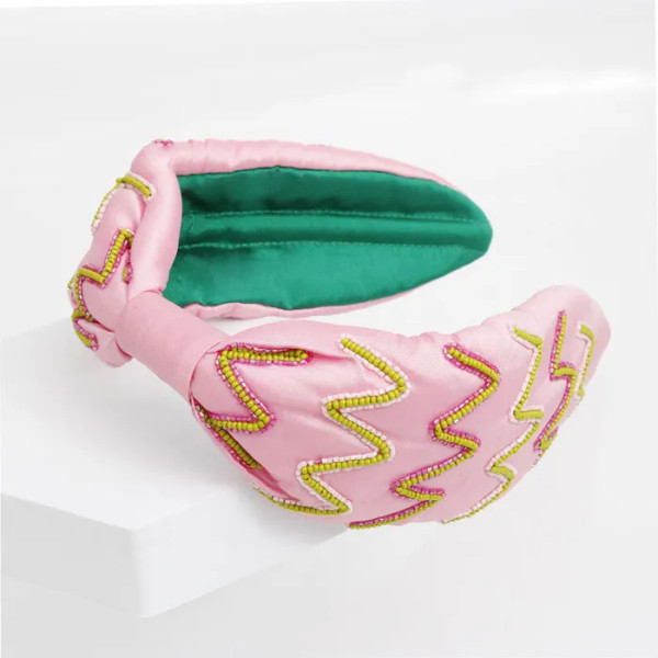 AKA Zig Zag Pink and Green Embroidered Headband - Prime  display picture 3