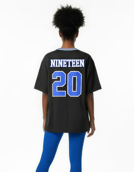 ZPB OVERSIZED V-NECK FOOTBALL JERSEY TEE_ROYAL_Black - Prime
