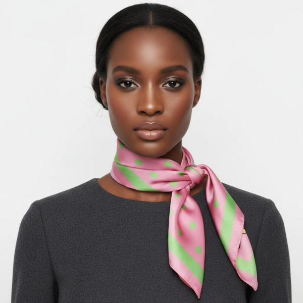 AKA Pink Polka Dot Square Sorority Scarf - Prime Heritage Gifts