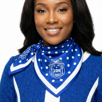 ZPB Blue and White Polka Dot Square Sorority Scarf - Prime