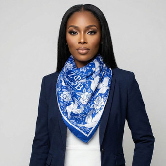 ZPB Blue and White Dove Square Sorority Scarf - Prime Heritage Gifts