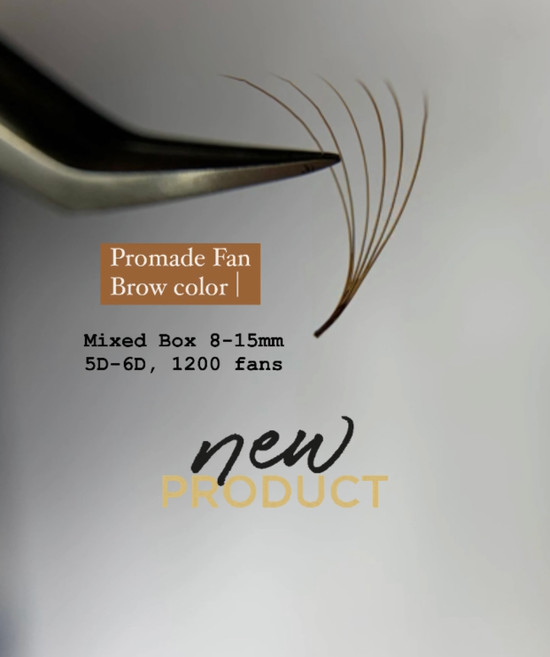 Brow Color -Promade Fan Volume Lashes, 5D-6D CC Curl, Mixed Lengths 9-15mm (1200 Fans)