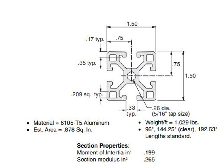 EX-6  1.5"x1.5" Extrusion