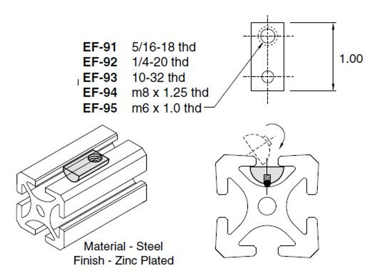 EF-91 Ball & Spring T-Nut