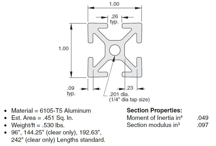 EX-11  1"x1" Extrusion