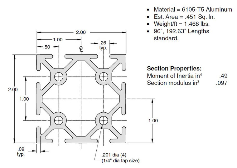 EX-22  2"x2" Extrusion