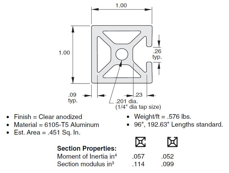 EX-70  1"x1" Extrusion