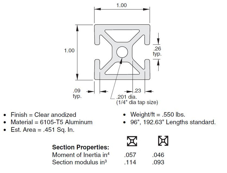 EX-71  1"x1" Extrusion
