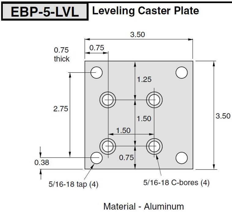 EBP-5-LVL Leveling Caster Mount Plate