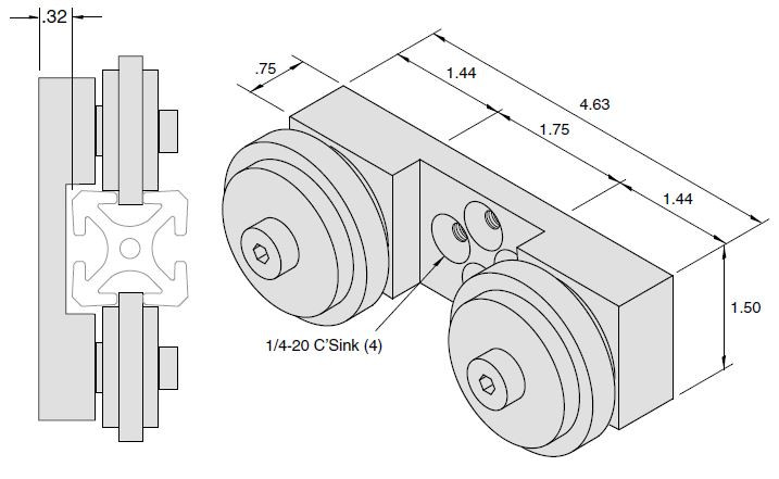 EB-221 Roller Wheel Bracket Assembly