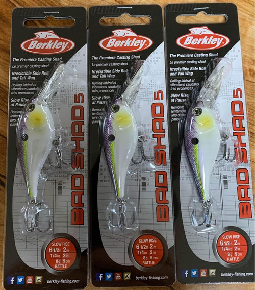(3) Berkley Bad Shad 5 Shad Rap Purple Glimmer BHBBS5-PPG
