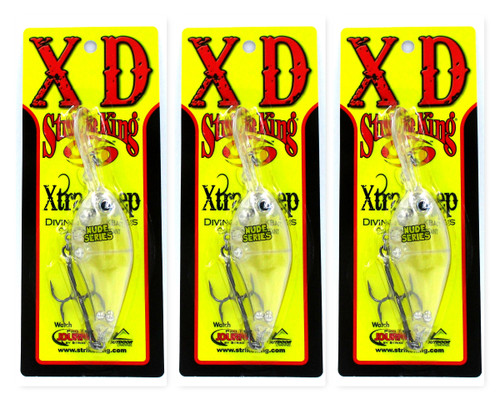 (3) Strike King 8XD 5 1/2" Xtra Deep Crankbaits 1.3 Oz Nude Clear Brand New