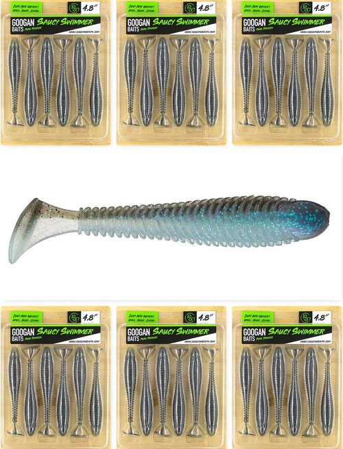 (6) Packs Googan Squad Pure Passion 4.8" Saucy Swimmer Swimbaits Electric Shad Brand New