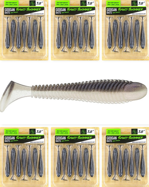 (6) Packs Googan Squad Pure Passion 3.8" Saucy Swimmer Swimbaits Pro Blue Red Brand New