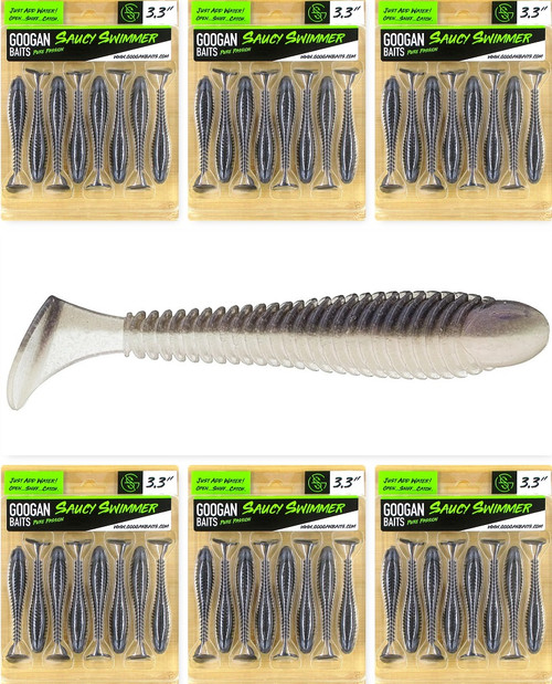 (6) Packs Googan Squad Pure Passion 3.3" Saucy Swimmer Swimbaits Pro Blue Red Brand New In Pack