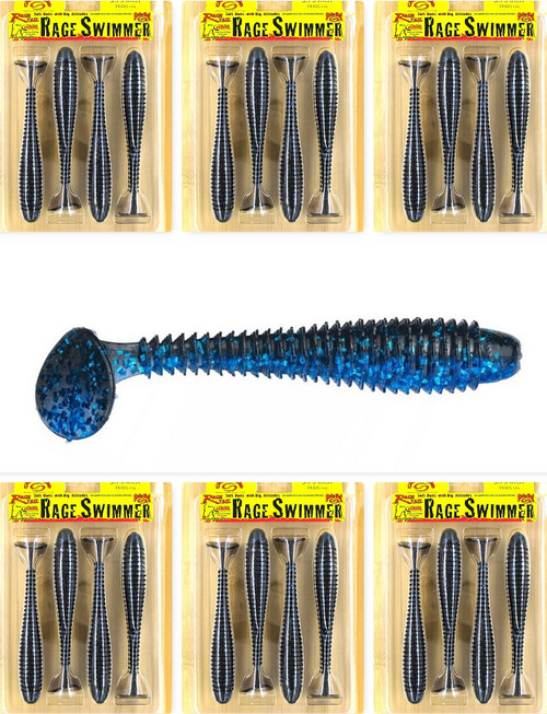 (6) Packs Strike King 5.75" Rage Swimmer Swimbaits Blue Bug Brand New FREE SHIPPING