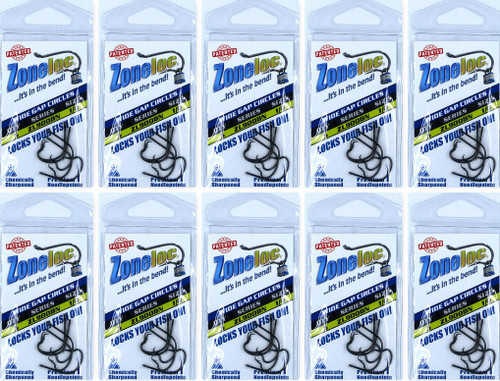 (10) Packs Zoneloc Wide Gap Circles Fish Hooks Size 1/0 ZL900BN-1/0 Brand New FREE SHIPPING