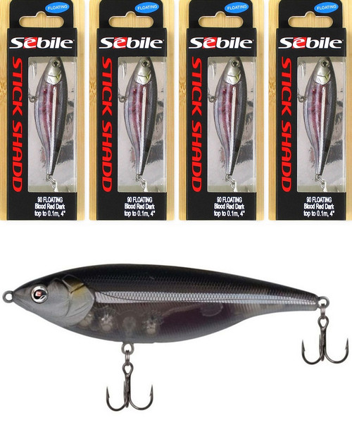 (4) Sebile Stick Shadd 90 Floating 3 1/2" Jerkbaits 1/2 Oz Blood Red Dark Brand New FREE SHIPPING