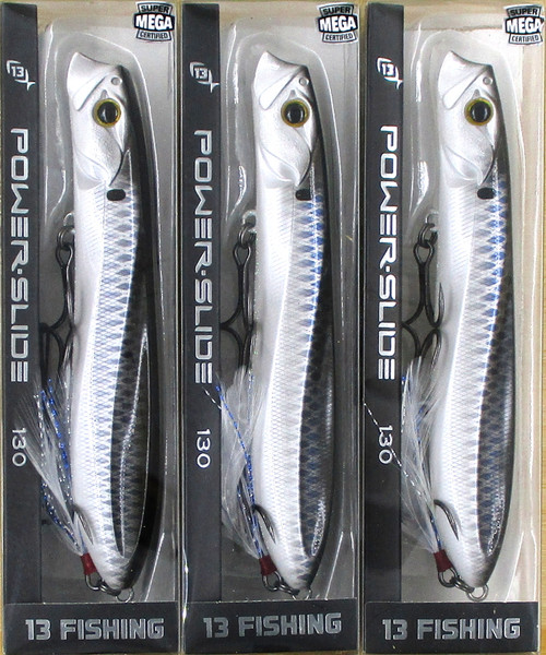 (3) 13 Fishing 5" Power Slide 130 Pencil Popper 7/8 Oz Topwater Walking Baits Black Back Shad Brand New FREE SHIPPING