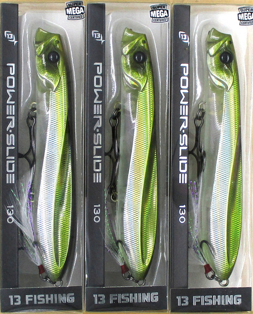 (3) 13 Fishing 5" Power Slide 130 Pencil Popper 7/8 Oz Topwater Walking Baits Lucky Charm Brand New FREE SHIPPING