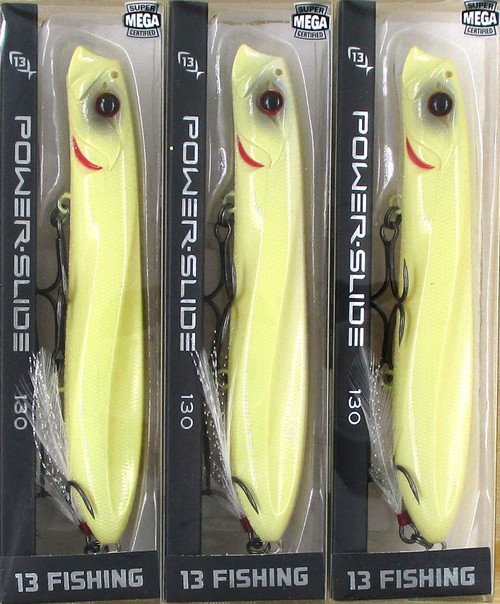 (3) 13 Fishing 5" Power Slide 130 Pencil Popper 7/8 Oz Topwater Walking Baits Bone Brand New FREE SHIPPING