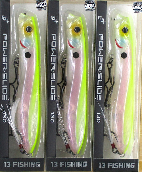 (3) 13 Fishing 5" Power Slide 130 Pencil Popper 7/8 Oz Topwater Walking Baits Okie Shad Brand New FREE SHIPPING
