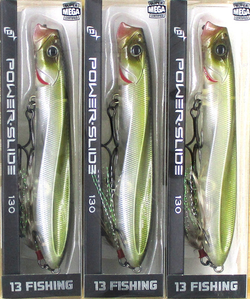 (3) 13 Fishing 5" Power Slide 130 Pencil Popper 7/8 Oz Topwater Walking Baits Flitter Shad Brand New FREE SHIPPING