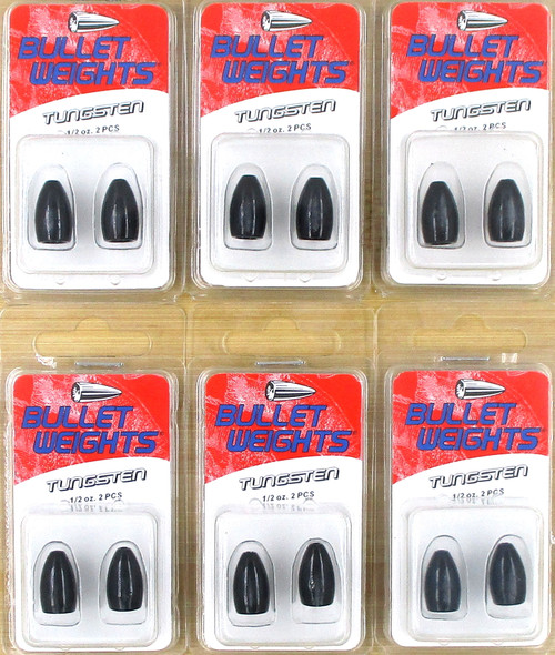 (6) Packs Bullet Weights Tungsten Flippin Fishing Weights Black 1/2 Oz. Brand New FREE SHIPPING