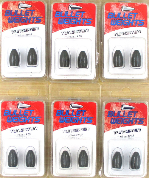 (6) Packs Bullet Weights Tungsten Flippin Fishing Weights Green Pumpkin 1/2 Oz. Brand New FREE SHIPPING