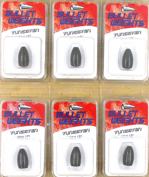 (6) Packs Bullet Weights Tungsten Flippin Fishing Weights Green Pumpkin 3/4 Oz. Brand New FREE SHIPPING