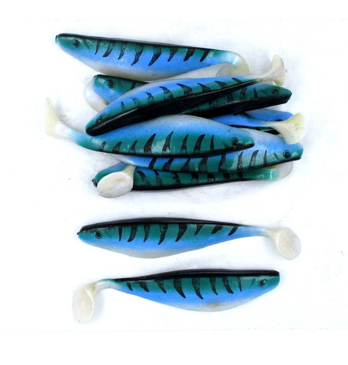(10) Luck-E-Strike Shad Minnow Swimbaits 6" White/Blue/Black Bulk Lot Brand New FREE SHIPPING