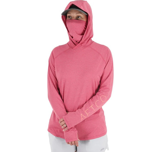 Aftco Women's Yurei Hooded Performance Long Sleeve Shirt Carmine Heather LARGE Brand New FREE SHIPPING FINAL SALE!!! NO RETURNS OR EXCHANGES!!!