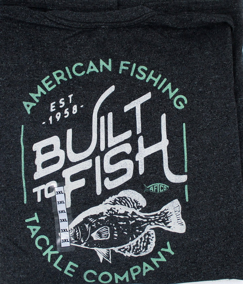 Aftco Men's Acoustic Fishing T-Shirt Meteorite Black Heather Size 3X  3XL Brand New FREE SHIPPING FINAL SALE!!! NO RETURNS OR EXCHANGES!!!