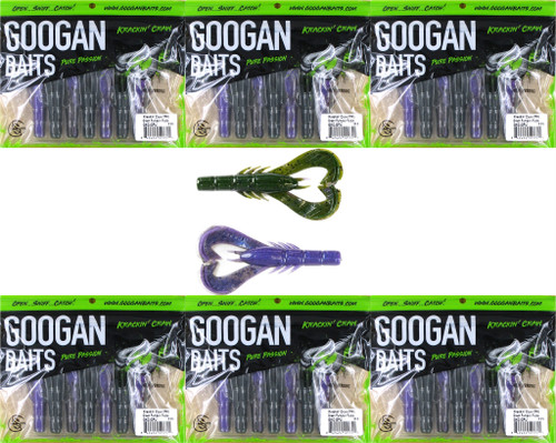 (6) Packs Googan Squad 4" Krackin' Craw Green Pumpkin Purple Brand New FREE SHIPPING